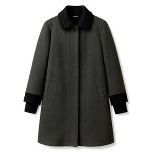 Dennis by Dennis Basso Wool Blend Rib Knit Stand Collar Coat Jacket Women's XL